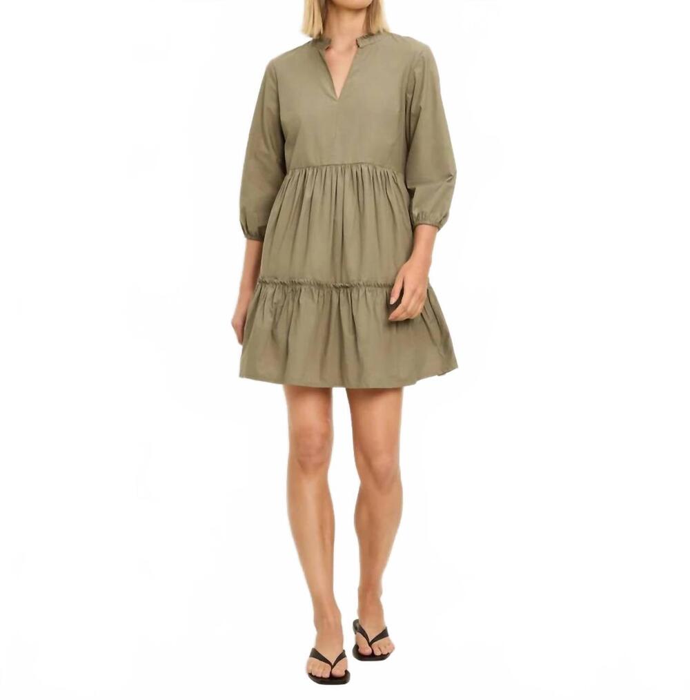 NEW MICHAEL STARS moriah tiered mini dress in caper